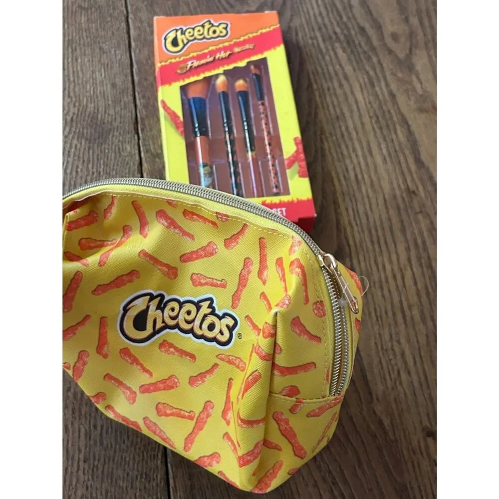 Flamin' Hot Cosmetic Brush Set -Cosmetics Bag ain’t easy being cheesy 🧀